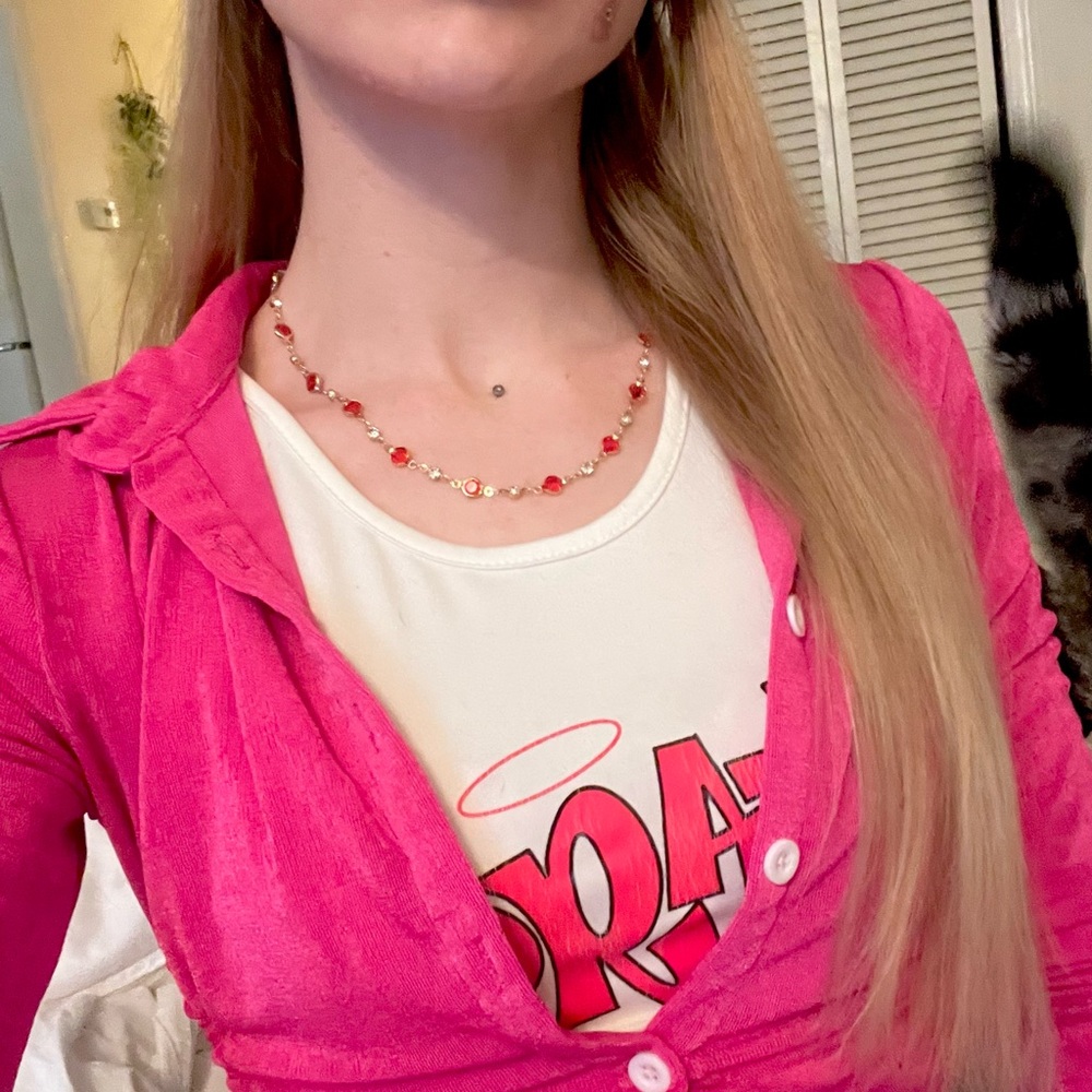 Pink Cropped Cardigan